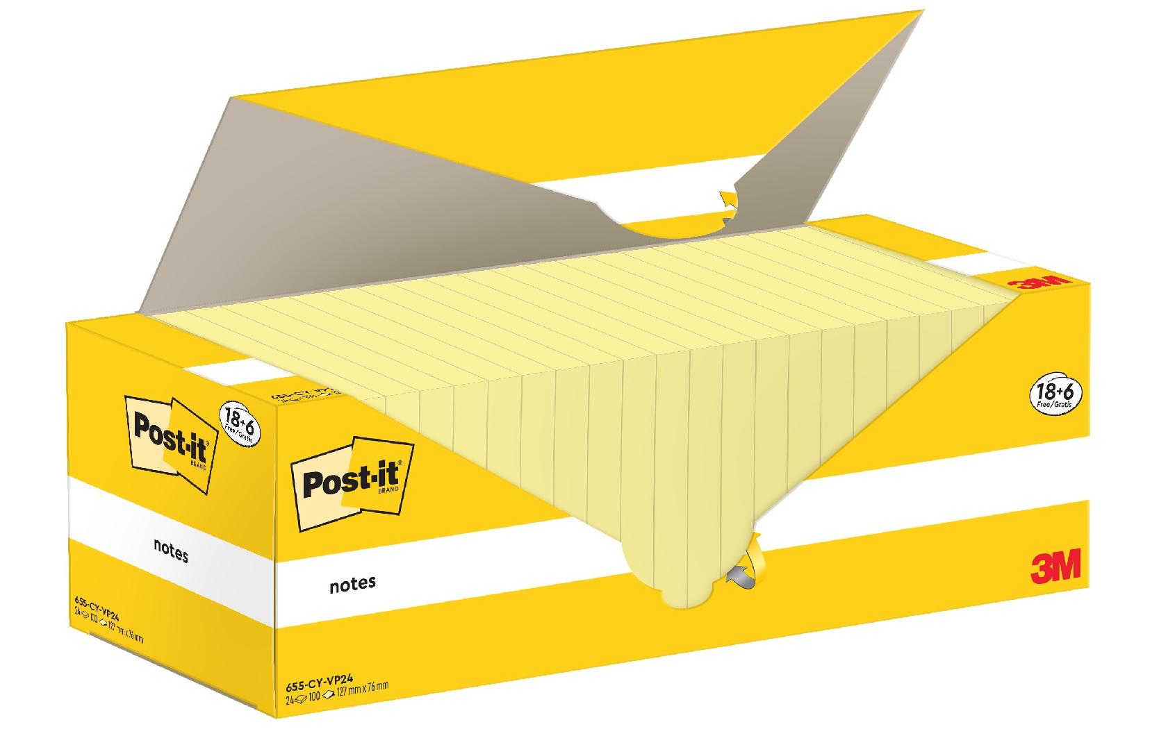 Notizzettel 3M, 76 x 127 mm, 18+6 Blöcke, GelbHaftnotizen