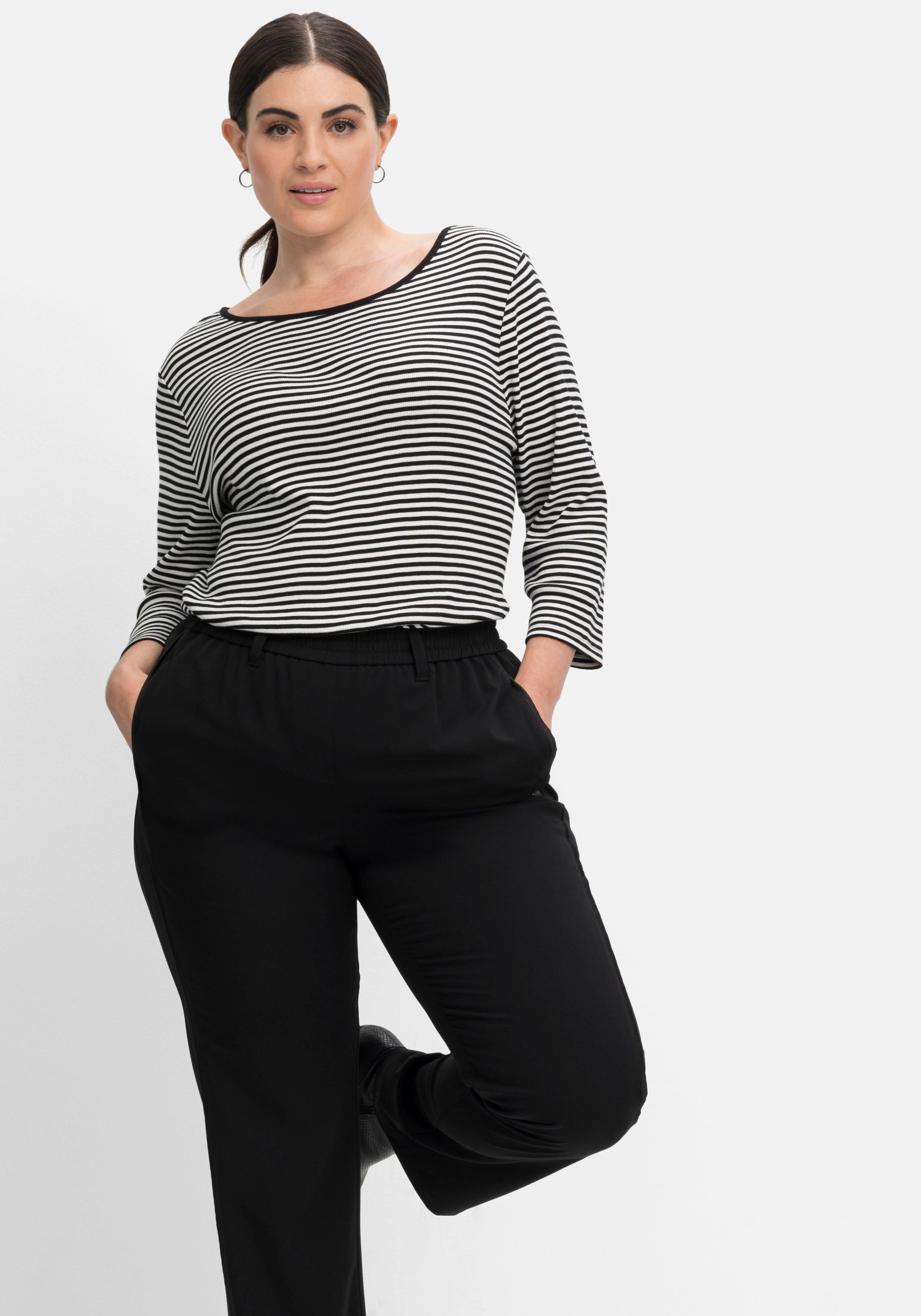 Gerade Hose mit Gummibund und Satinpiping