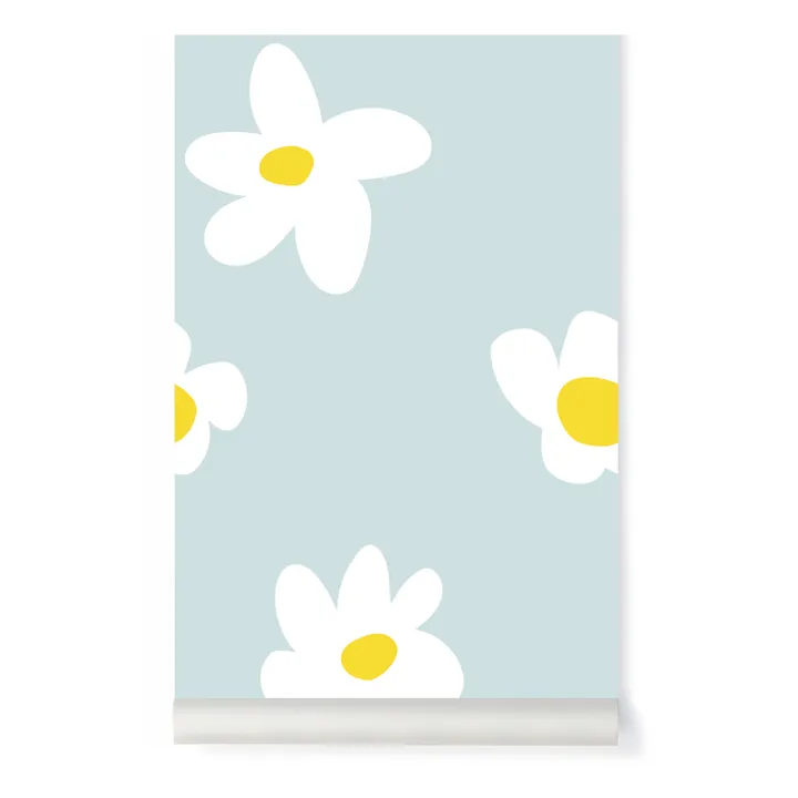 Mathilde Cabanas Papier-peint Fleurs - Mathilde Cabanas x Bonjourgeorges | Bleu ciel