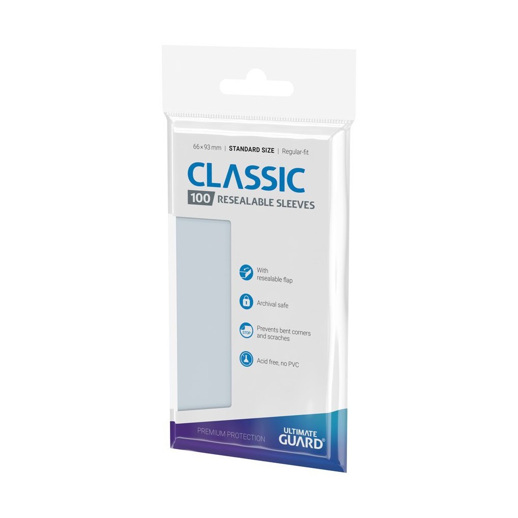 100 Pochettes Refermables - Classic Sleeves - Taille Standard - Transparent