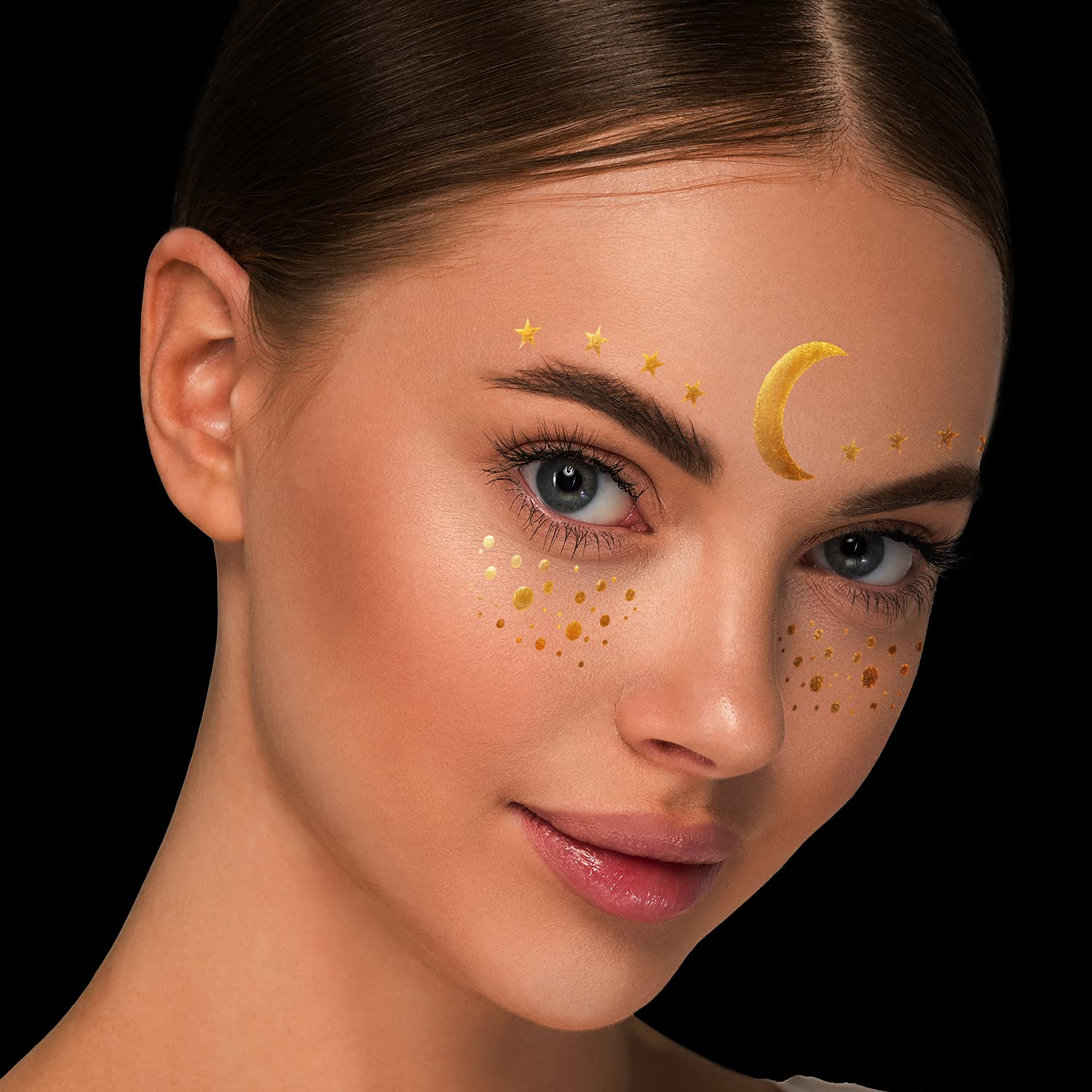 (26-tlg. Set) Metallic Festival Gesichts- und Körper Aufkleber Temporary Tattoo Haut Sticker - Gold / Silber