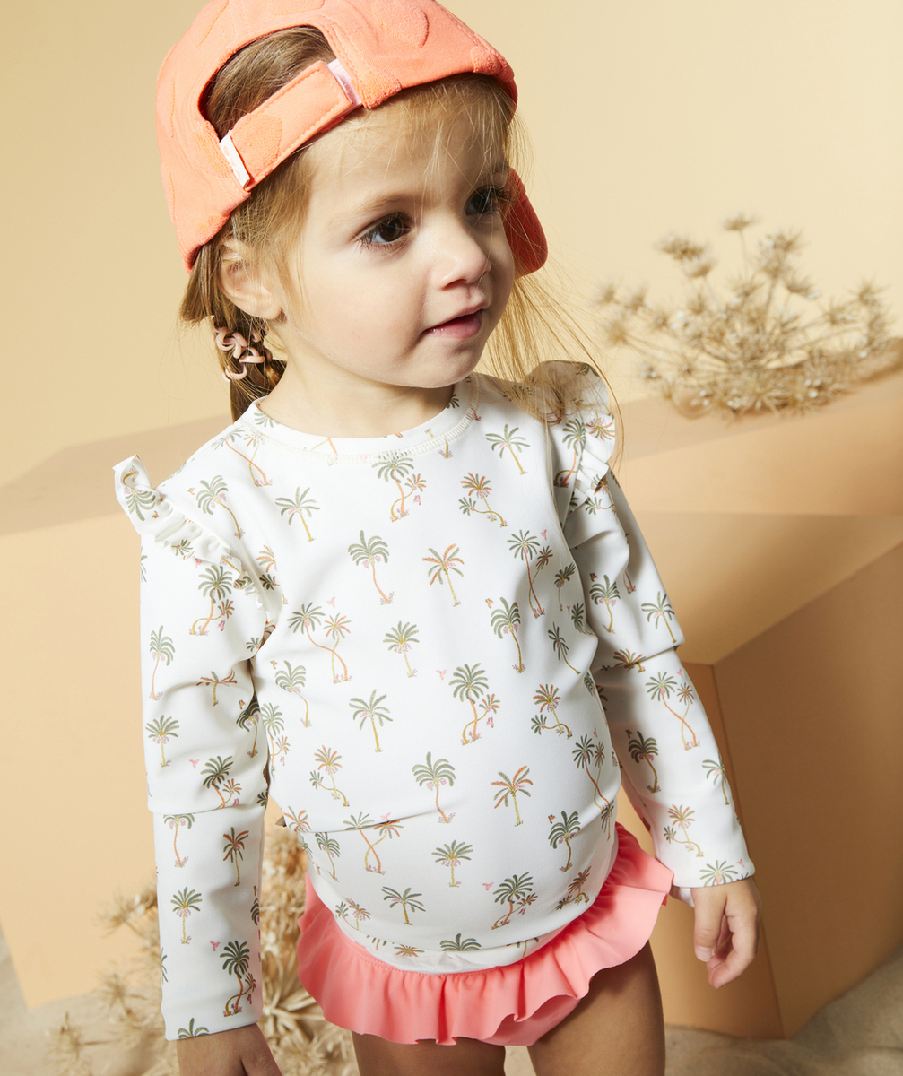 SET TOP ANTI-UV ET 2 CULOTTES BÉBÉ FILLE FIBRES RECYCLÉES THÈME PLAMIER