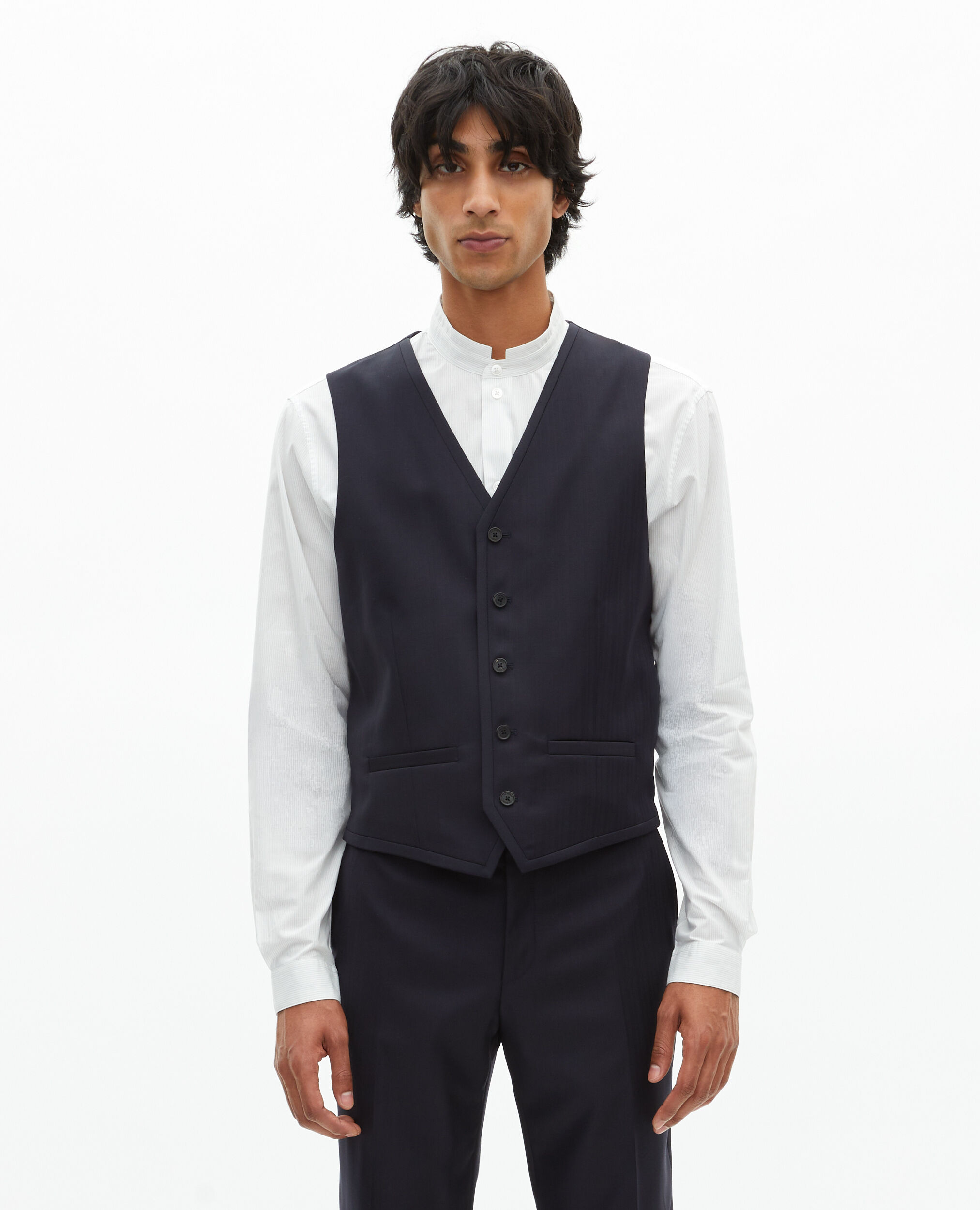 Gilet de costume en laine bleu marine