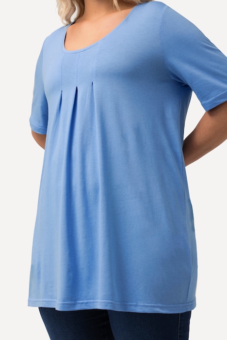 T-Shirt, Zierfalten, A-Linie, Rundhals, Halbarm, Modal