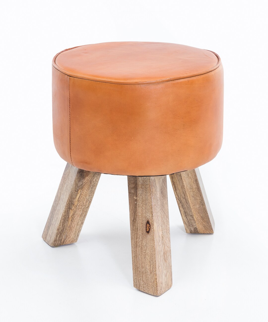 FineBuy Sitzhocker FB45553 Holz 37x45x37 cm Modern Design Hocker mit Leder
