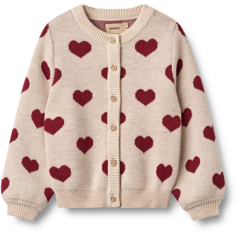 Køb Wheat Offwhite Melange Jacquard Cardigan Hearts