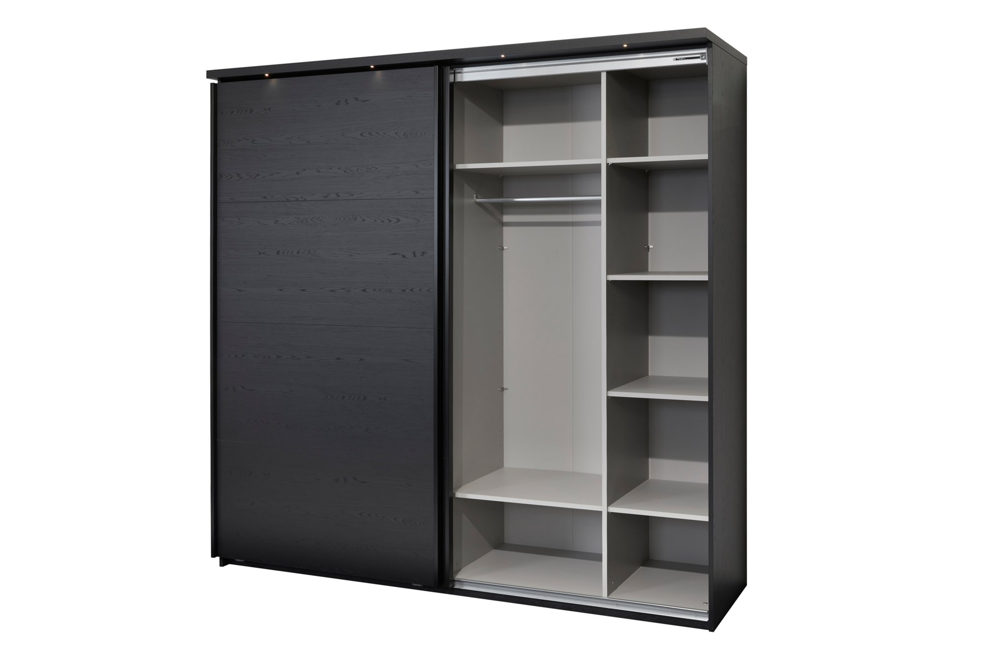 Kledingkast Nox 217 x 221 x 63 cm - Zwart + spiegeldeur