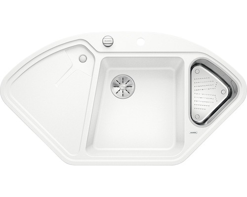 Blanco DELTA II-F spoelbak, 1042 x 560 mm, wit, 523673, 1 bak, met secundaire bak en afdruiprek, bak links