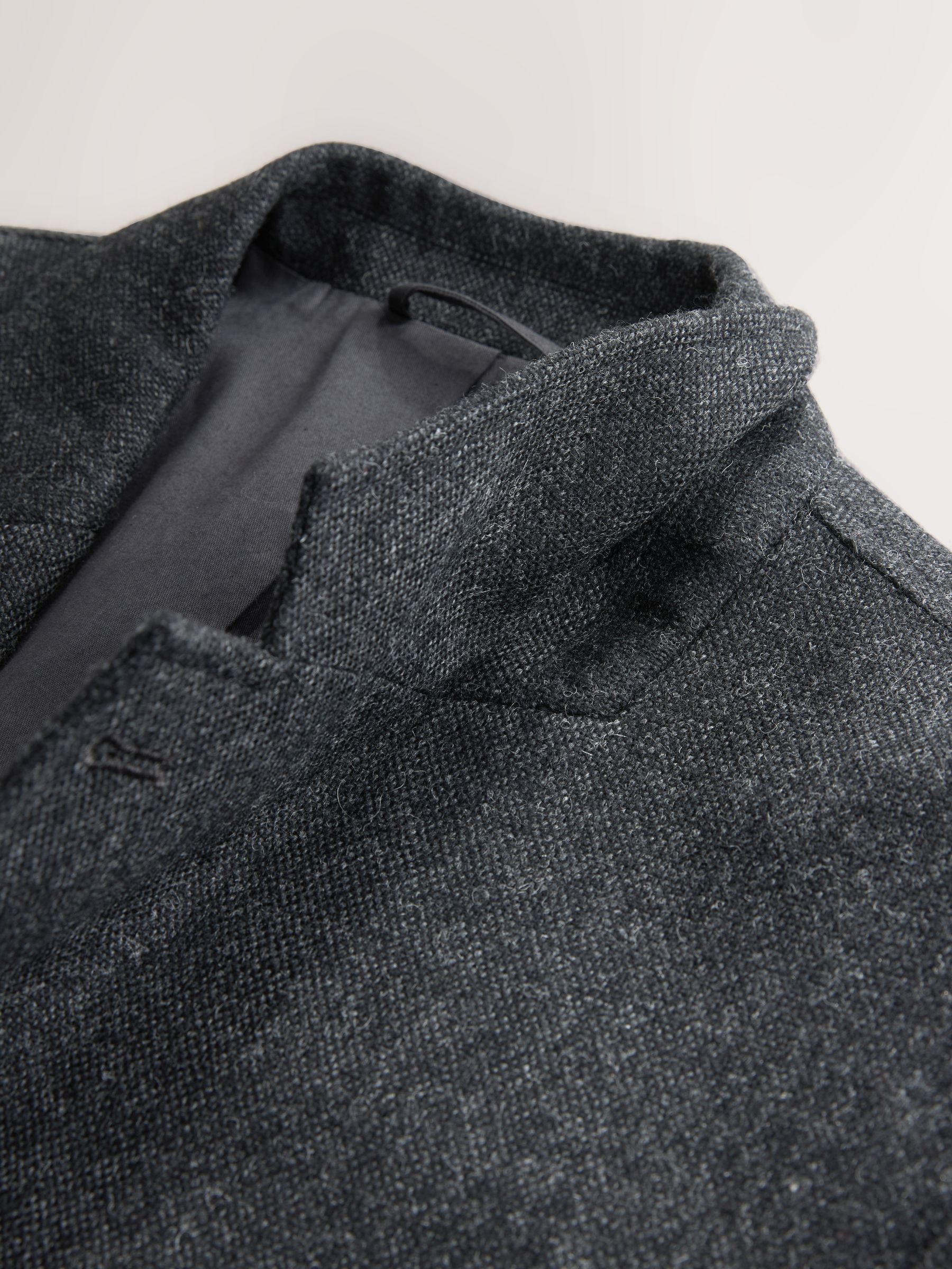 Antraciet - Relaxed Fit Wollen Pak Blend Jack