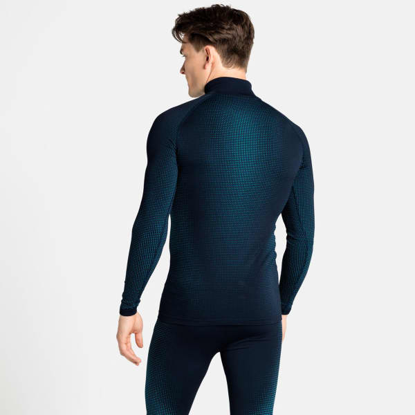 T-shirt ski de fond ODLO BL TOP TURTLE NECK L/S HALF ZIP PERFORMA DARK SAPPHIRE - STUNNING BLUE