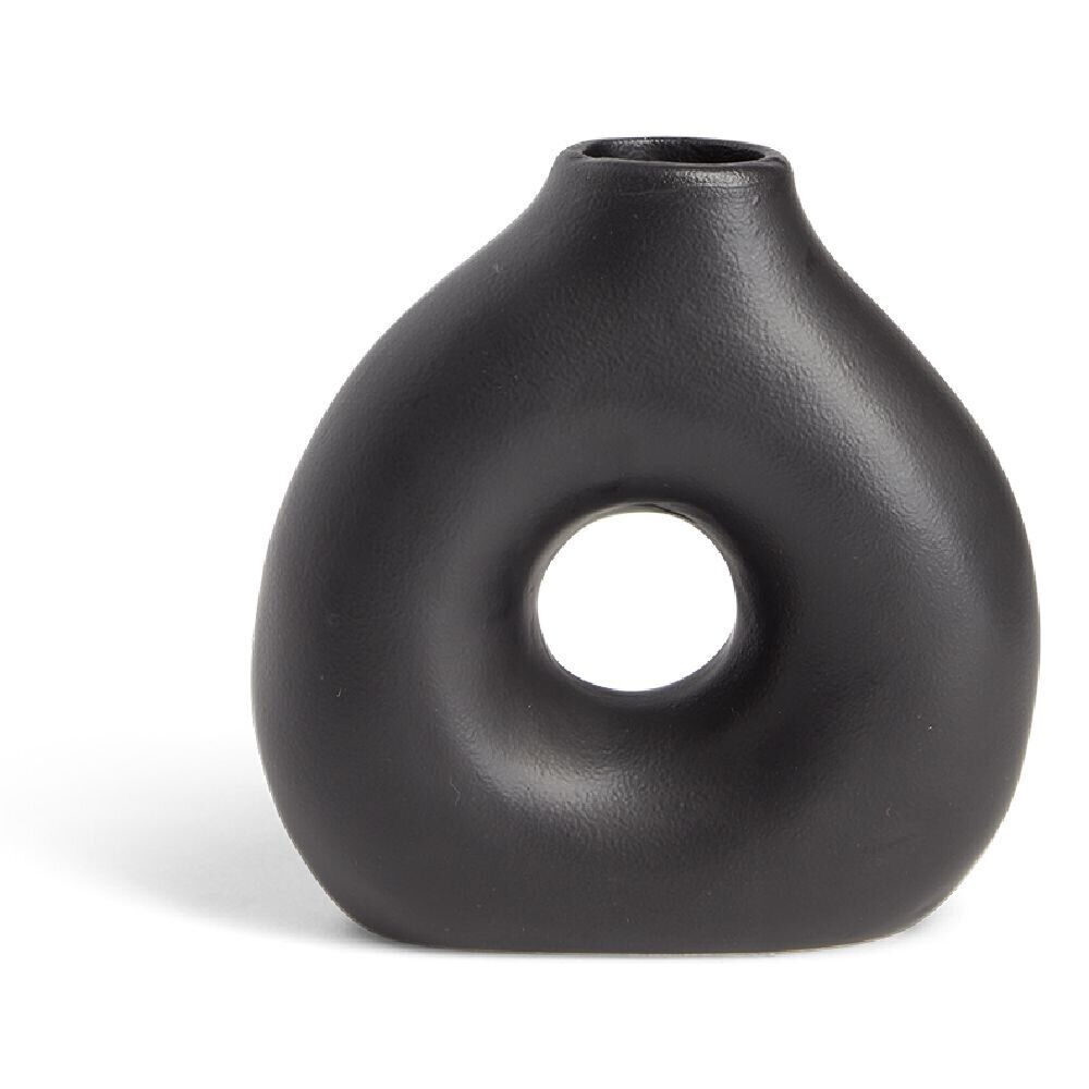 Vase organique forme donut céramique noir