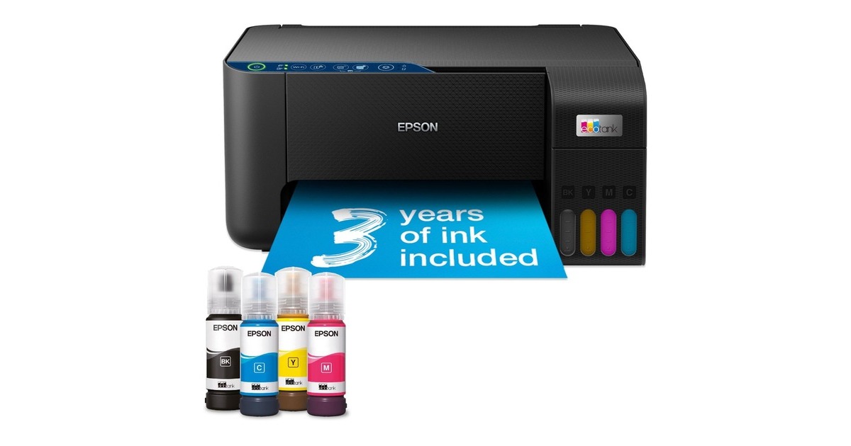EpsonEcoTank ET-2865 A4 multifunctionele Wi-Fi-printer met inkttank all-in-one inkjetprinter  (Zwart, Scannen, Kopiëren, Wi-Fi, inclusief tot 3 jaar inkt)