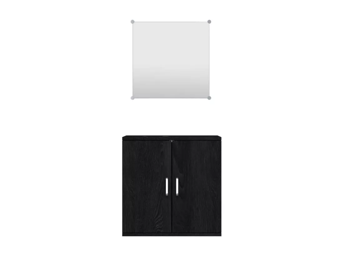 Ensemble de meubles salle de bain 2 pcs noir bois d'ingénierie