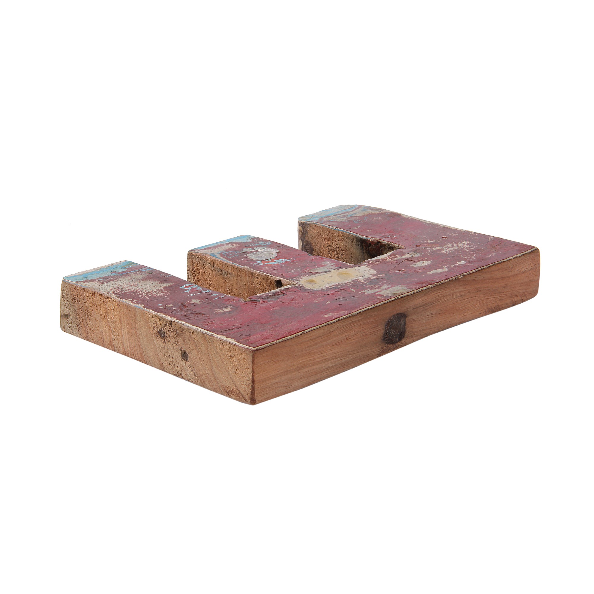 Holzbuchstabe 'E', mehrfarbig, T 2,5 cm, B 13 cm, H 19 cm von fischer's lagerhaus