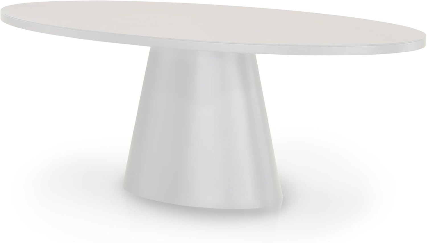 KHG Esstisch Oval 200x100 cm, Weiß mit Glasplatte, Platz für 8 Personen, bis 100 kg belastbar - Minimalistisches Design, konisches Tischgestell, modern & pflegeleicht