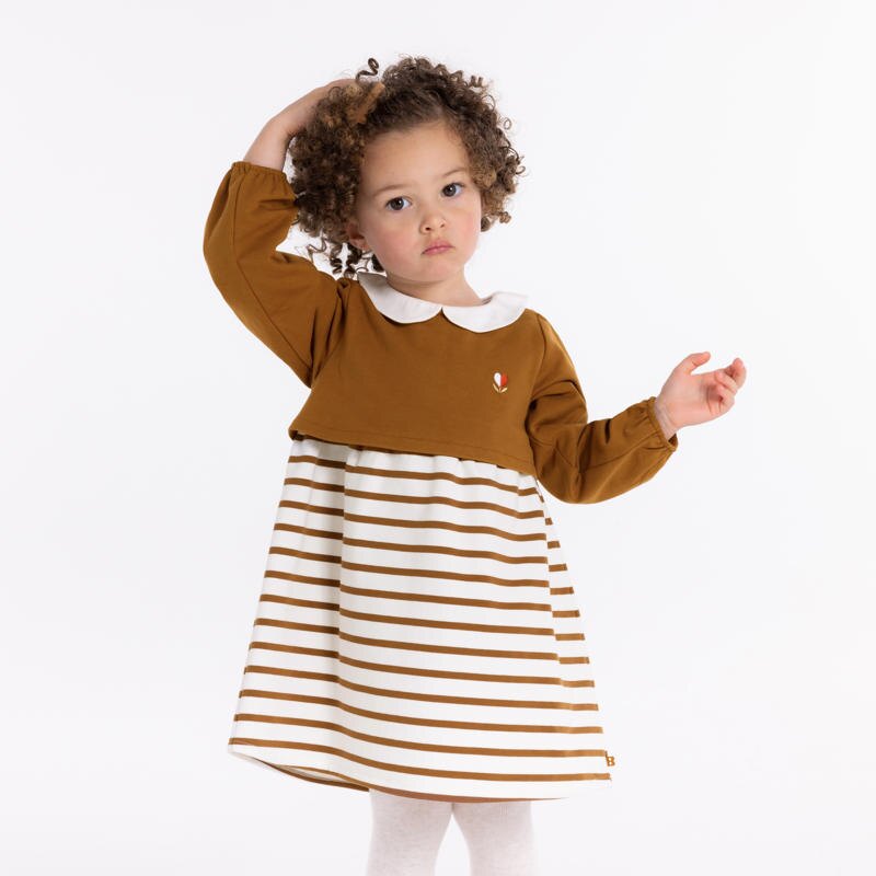 Robe 2 en 1 en molleton marron bébé fille Marron