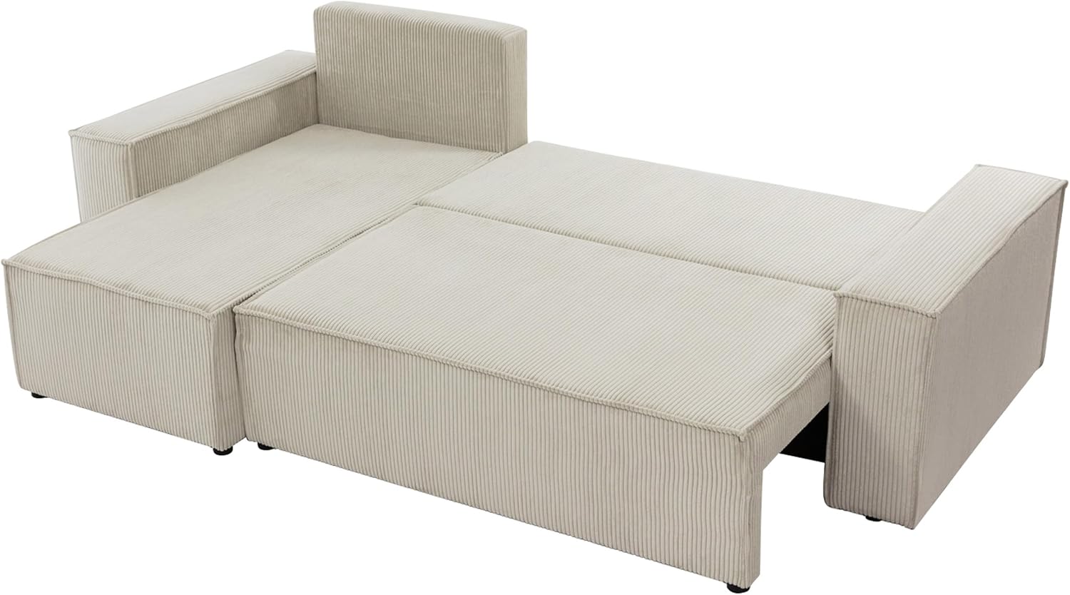 Mirjan24 Ecksofa Kobaro Cord Sofa Eckcouch Couch mit Schlaffunktion und Bettkasten Ottomane Universal, L-Form Couch Schlafsofa Bettsofa Farbauswahl (Poso 100)