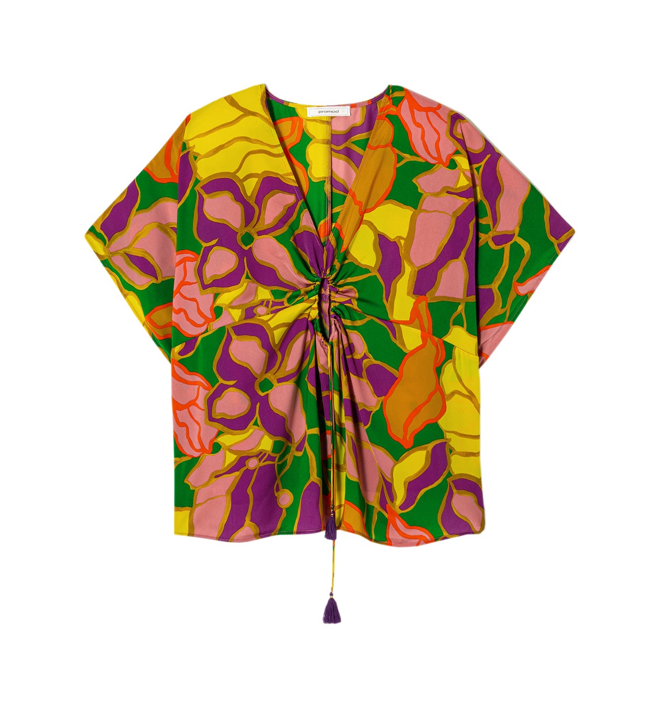Blouse en satin imprimé Femme - Imprimé multicolore