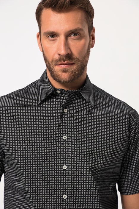 JP 1880 Business-Hemd, Halbarm, Minimal-Print, EasyCare, Haifisch-Kragen, Modern Fit, bis 8 XL