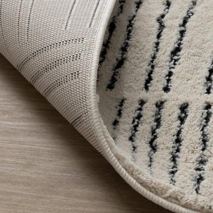 Scandinavisch vloerkleed - Yune Lines Creme/Zwart