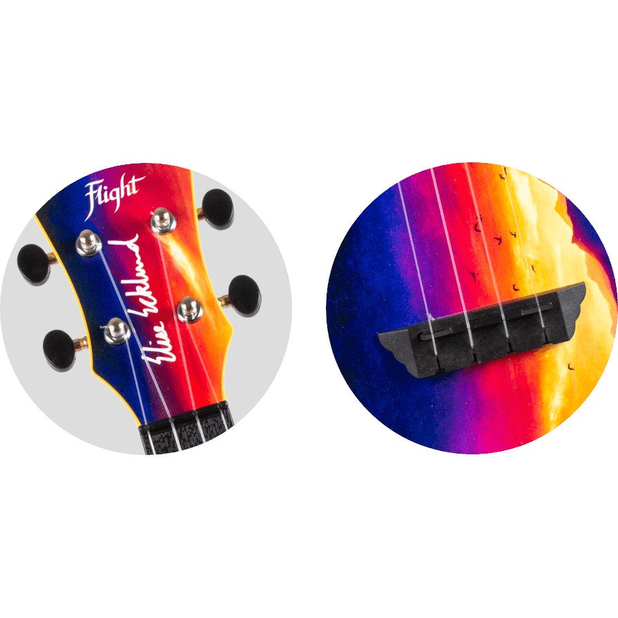 Flight Travel Series TUSL-EE Sunset Elise Ecklund Signature Concert Scale sopraan ukelele met gigbag