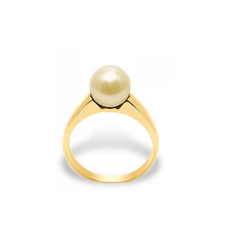 Bague Perle de Culture d'eau douce Dorée et Or jaune 375/1000