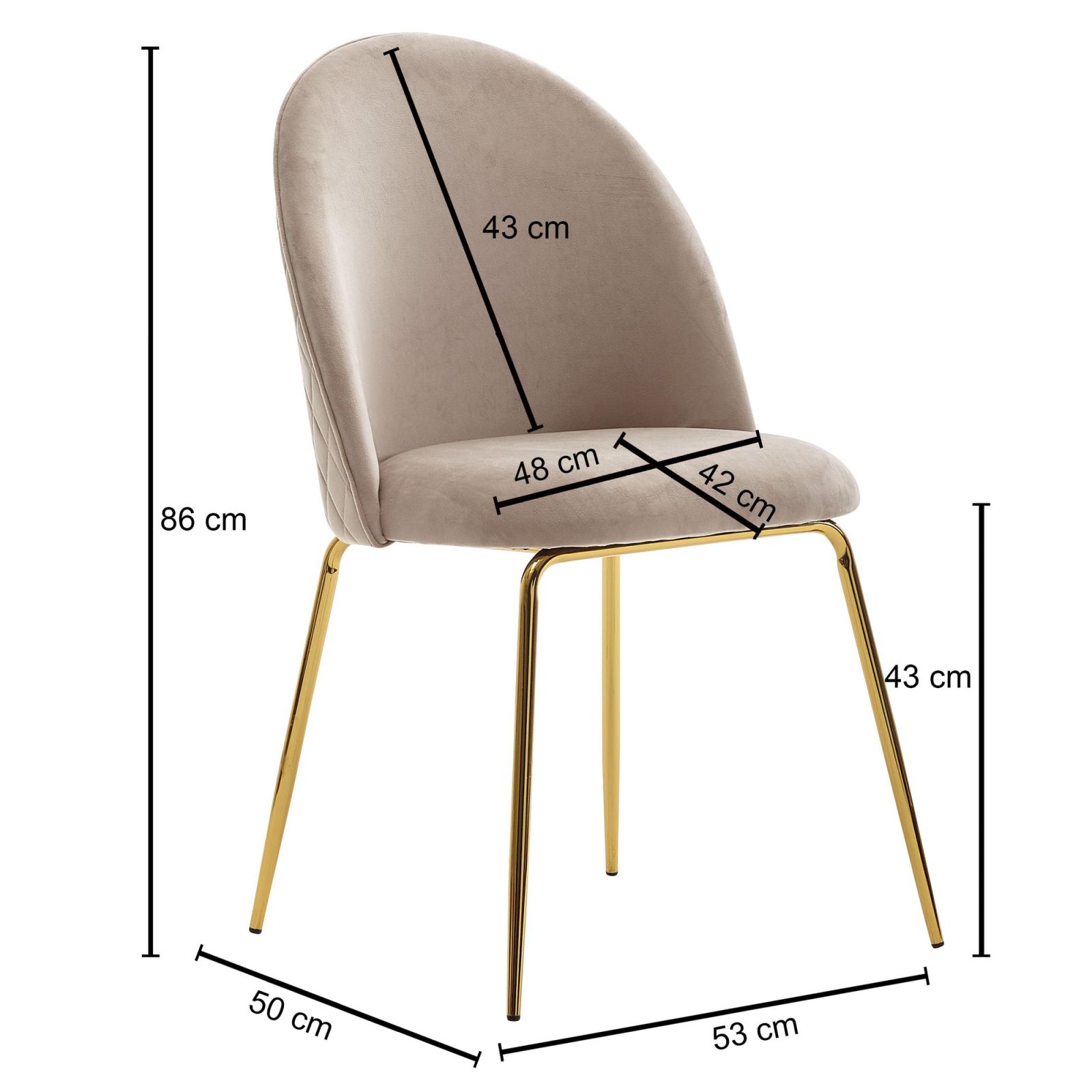 2er-Set Stühle - beige-gold - Samt