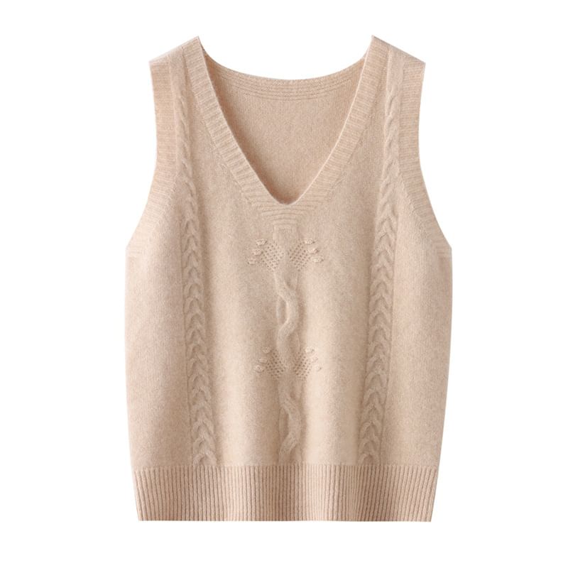 Gistinty - V-hals effen kabelgebreid vest