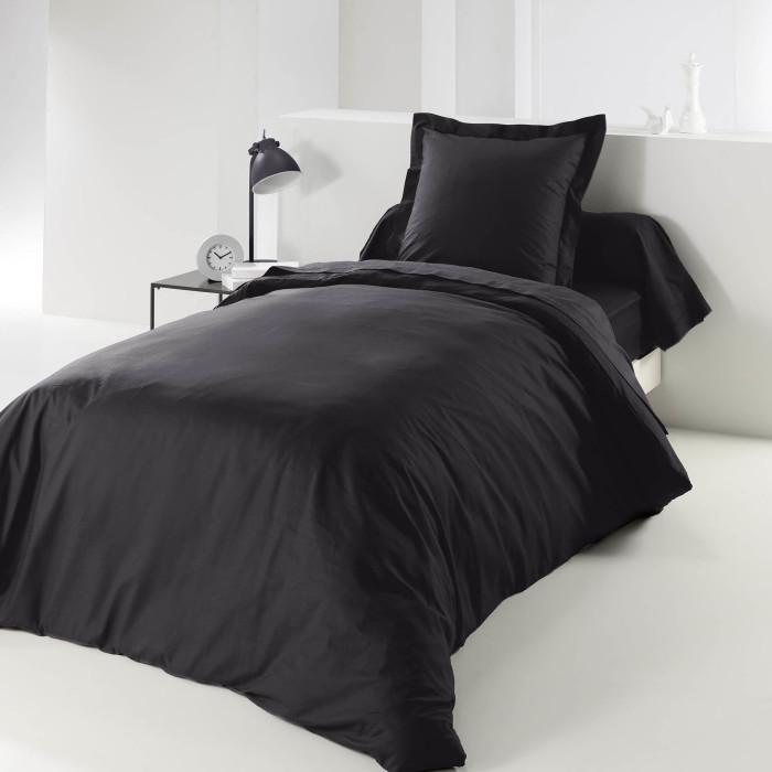 HOUSSE DE COUETTE 1 PERSONNE 140X200CM LINA CHARBON
