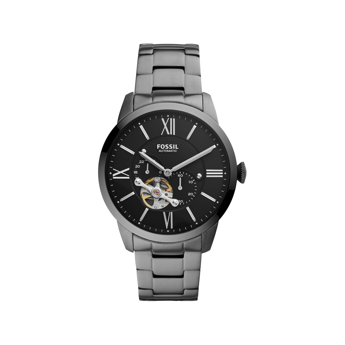 Montre FOSSIL homme automatique bracelet acier gris anthracite