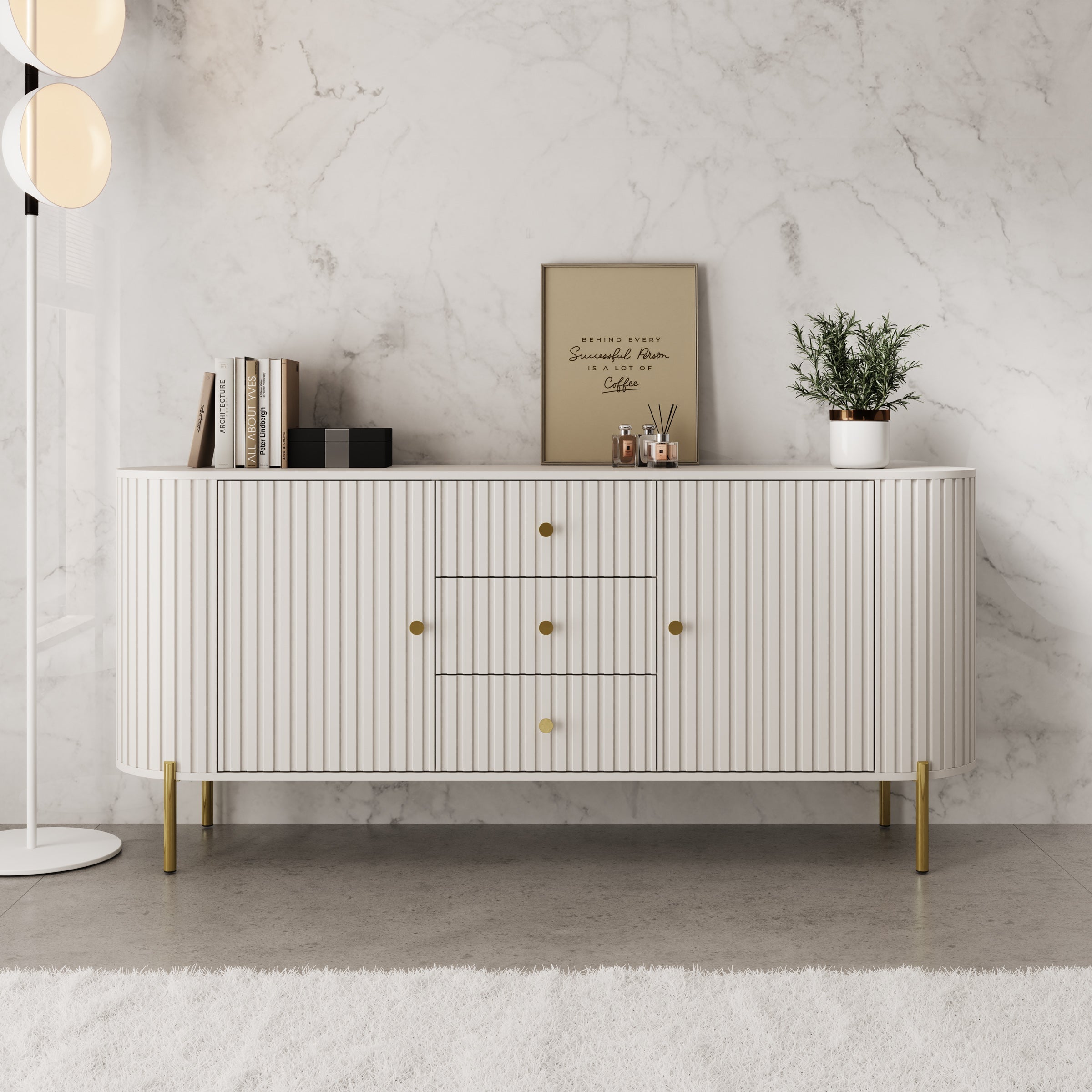 Meubella - Sorenna - Dressoir - Beige - 178x40x79 cm