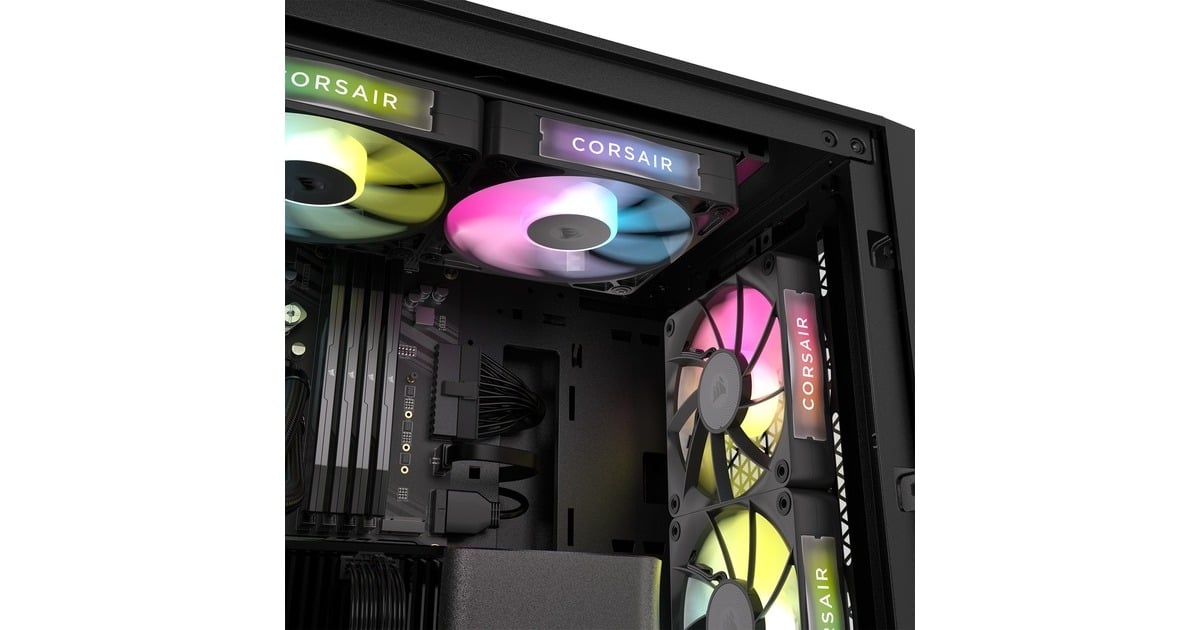 CorsairiCUE LINK RX120 RGB Starterskit case fans  (Zwart, 3 stuks, 120 x 120 x 25 mm, PWM)