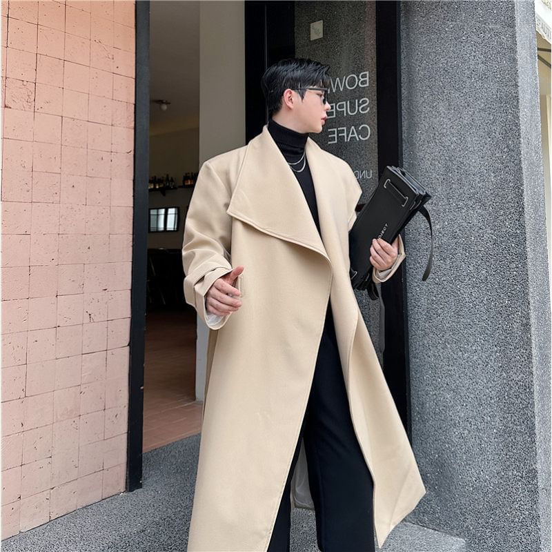 Adotuastic - Reverskraag Effen Lange Trenchcoat