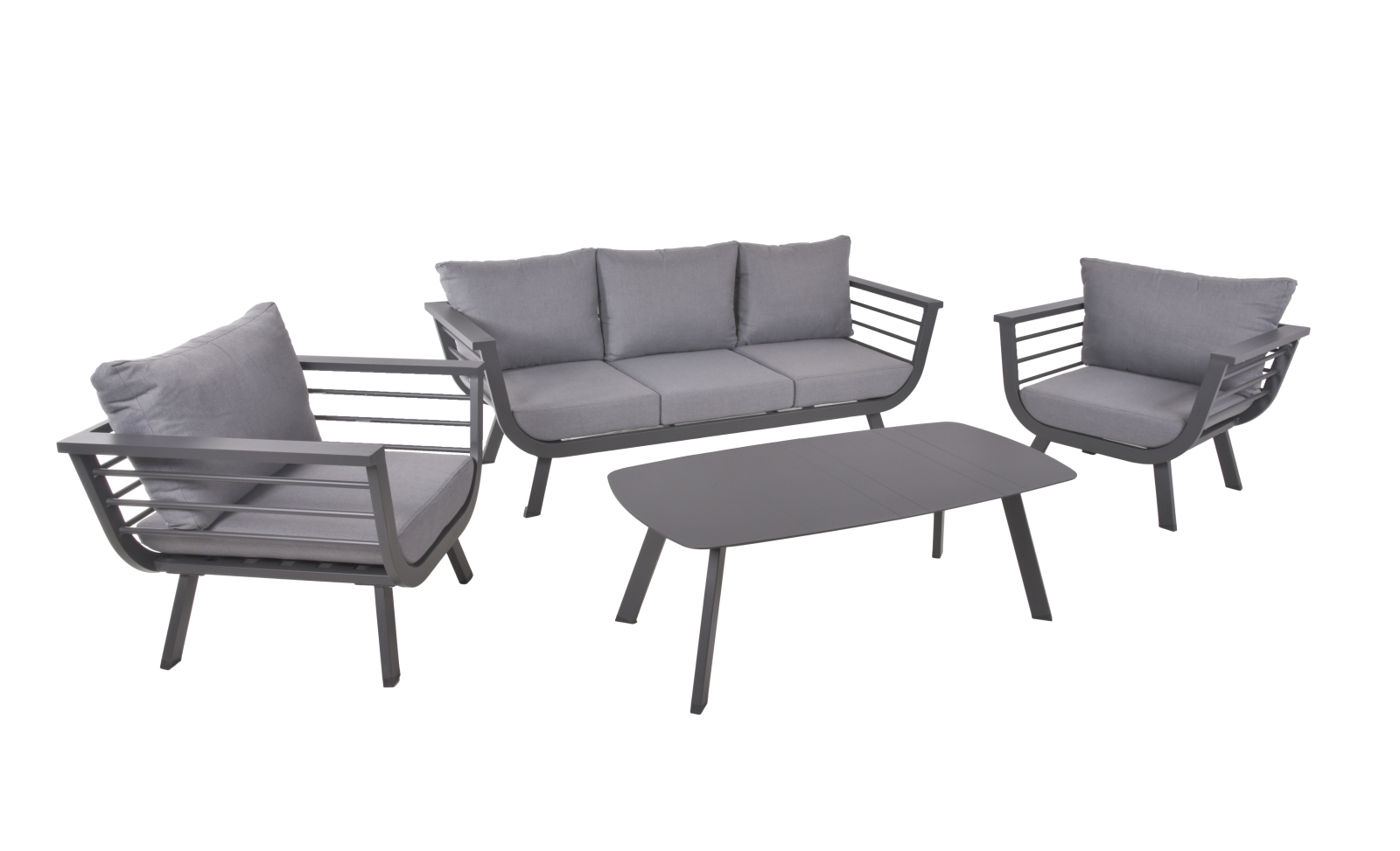 4-teilige Lounge-Gruppe ELIA - grau - Aluminium