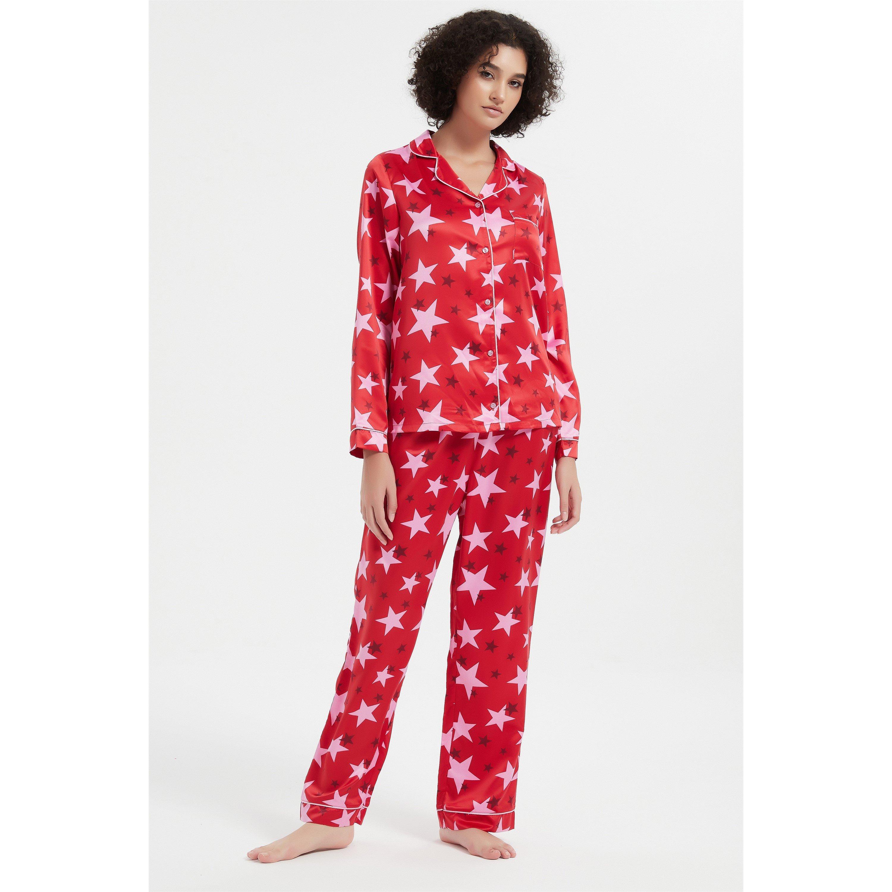 Linea Ladies Star Satin Pyjama and Eye Mask Set