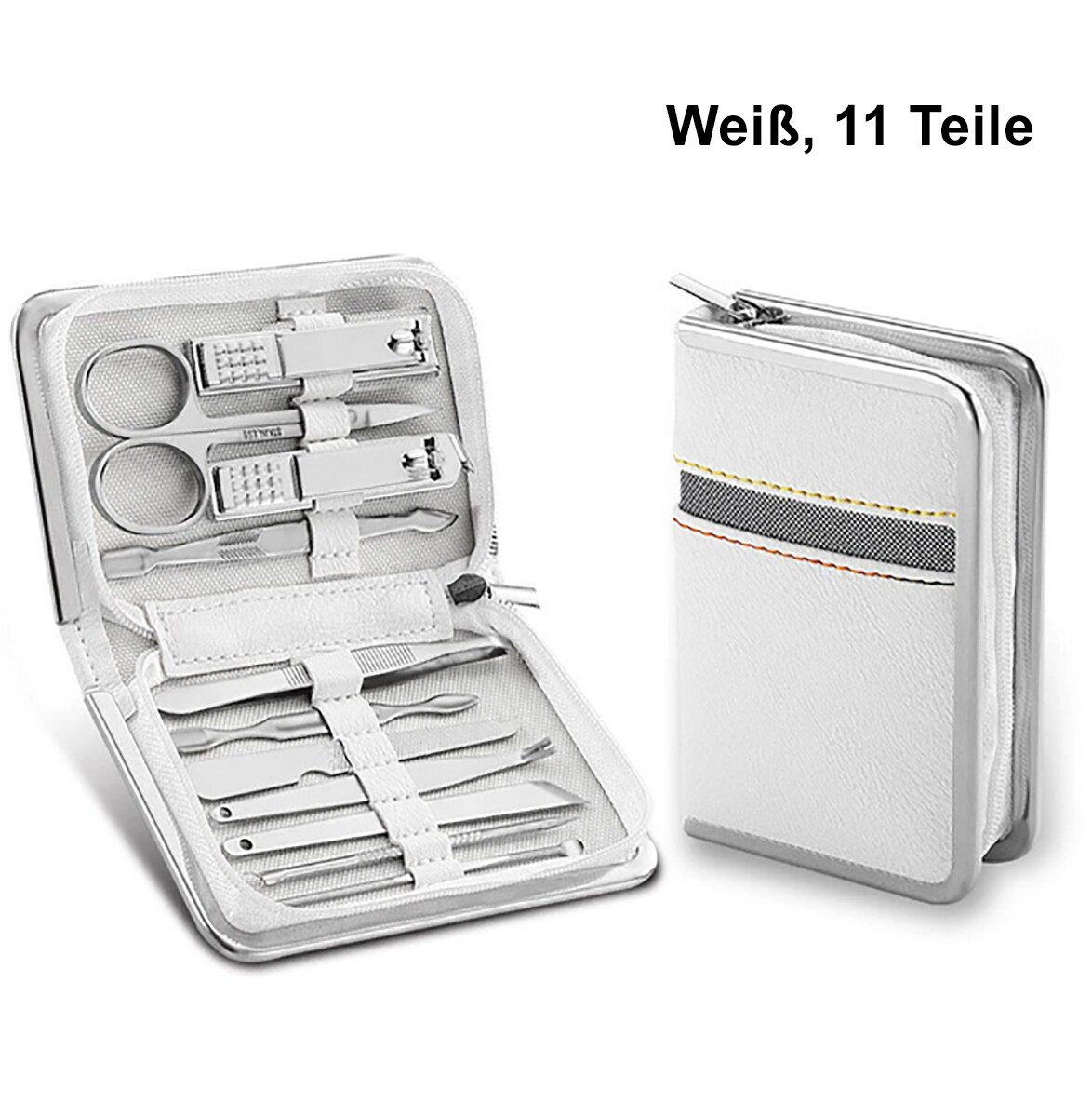 TPFBeauty Maniküre- & Pediküre-Set 11-teilig aus Kunstleder - Schwarz