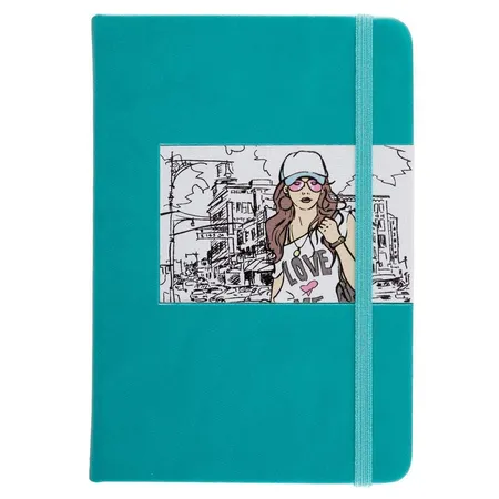 Idena Notizbuch Girl A6 kariert, türkis