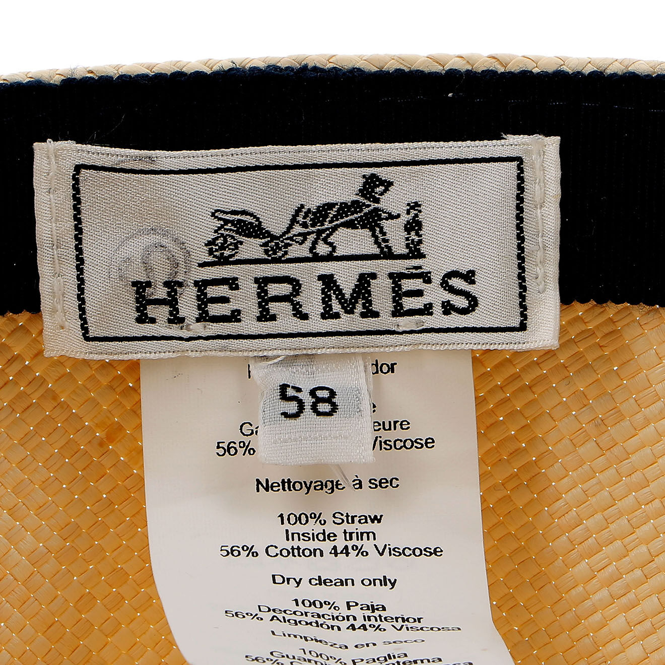 Hermès Casquette en Paille beige - Parfait état