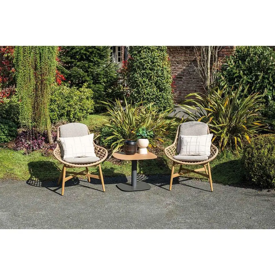Castello lounge fauteuil - light teak look - natural rotan-merino sand