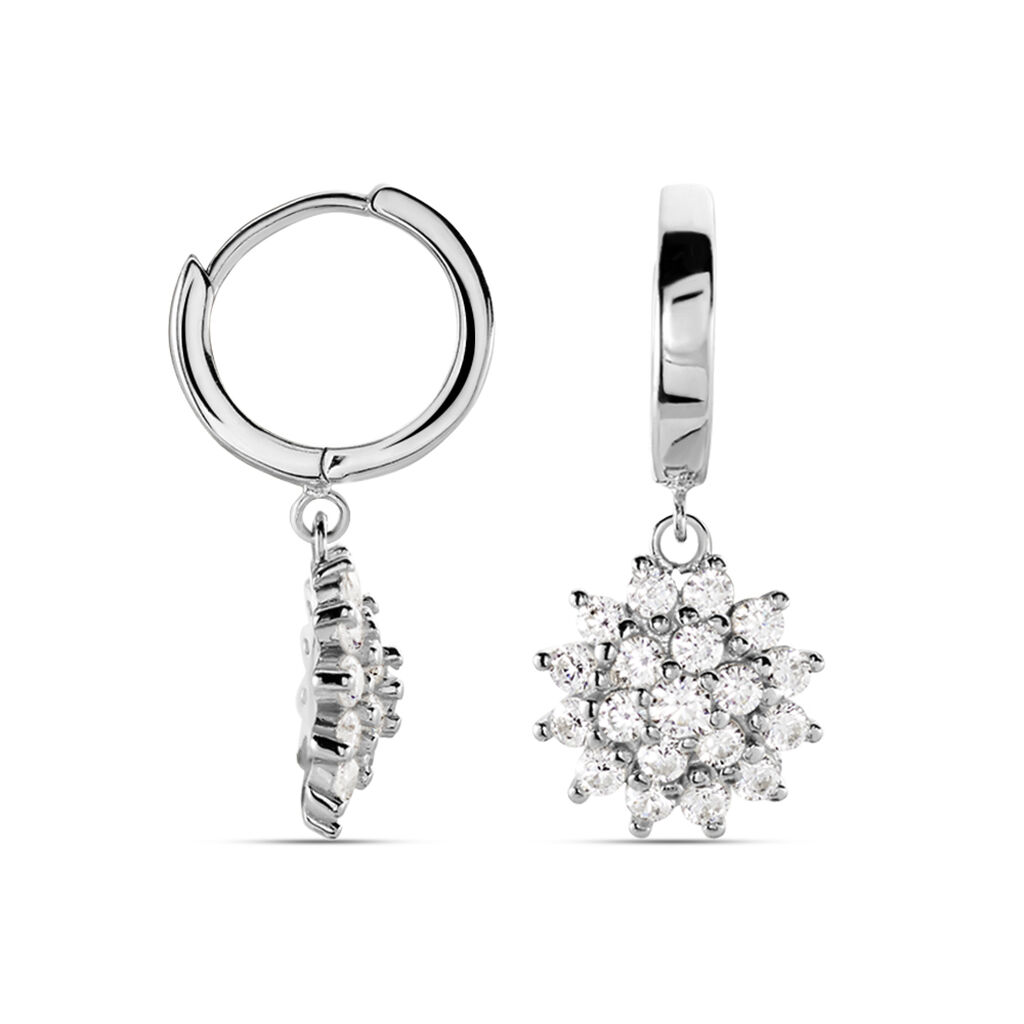 Créoles Argent Blanc Maximille Oxydes De Zirconium