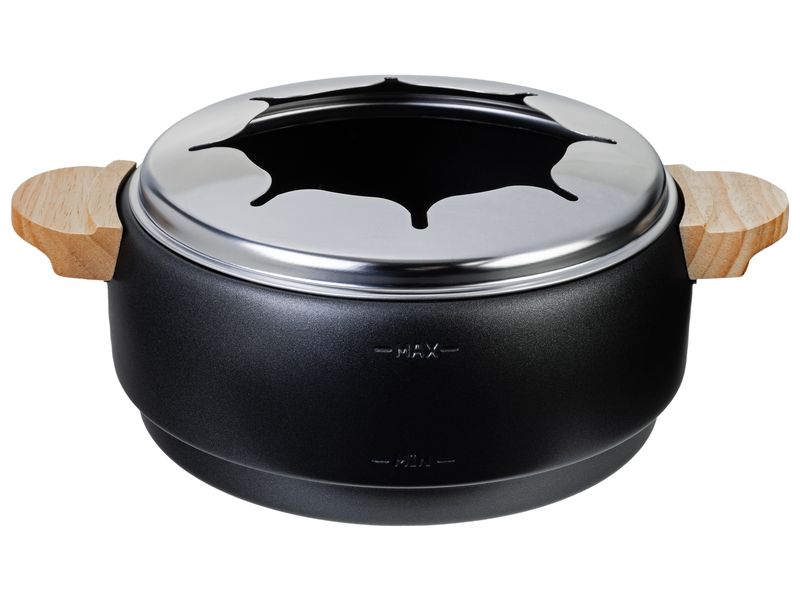 FURBER Fondue-Set Chalet 11 Teile, Schwarz/Silber Für Fondue Chinoise oder Schokoladenfondue