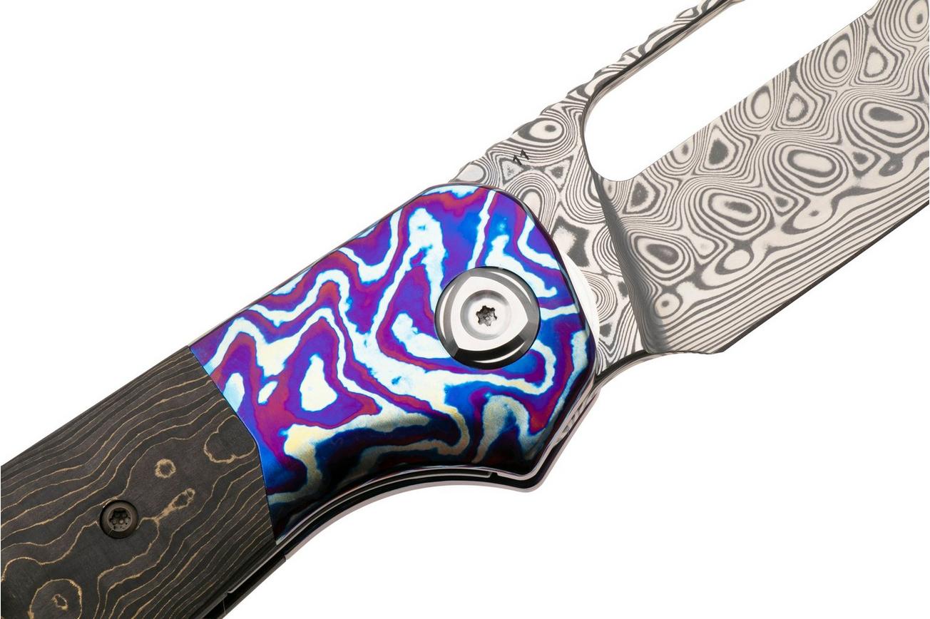 Liong Mah Field Duty 3.5 Damasteel, FatCarbon Gold Camo MokuTi Inlay, zakmes