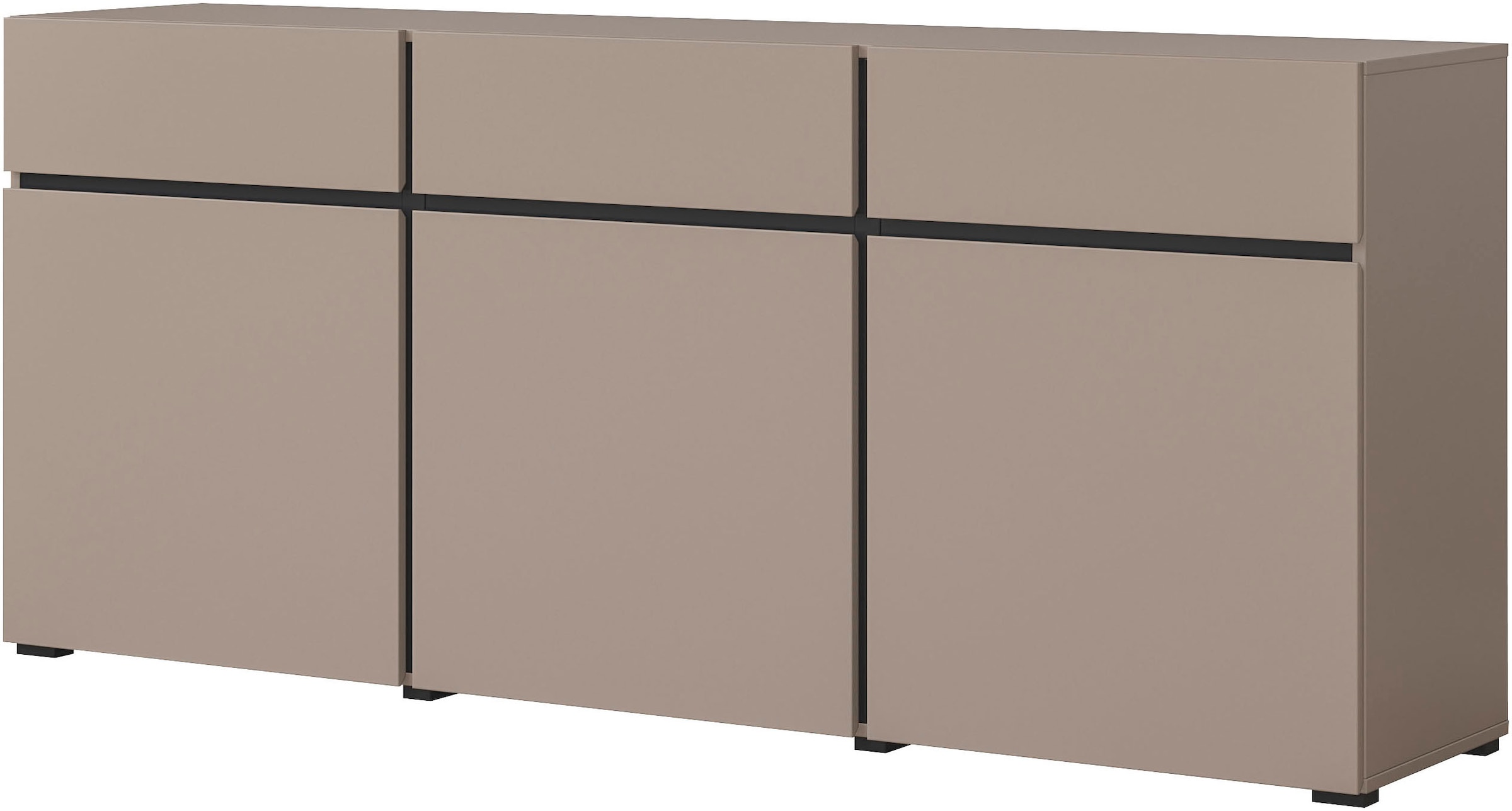 INOSIGN Kommode »Cross,Breite 180 cm, moderne grifflose Kommode,3 Türen/3 Schubkästen« Schubladenschrank mit viel Stauraum, Einlegeböden verstellbar