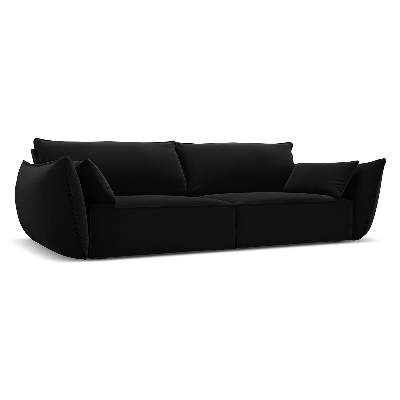 Mazzini Sofas Canapé Velours Vanda 3 Places noir - 208x100x85 cm