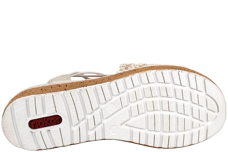 RIEKER SANDAL I BEIGE PU PÅ KILEHÆL