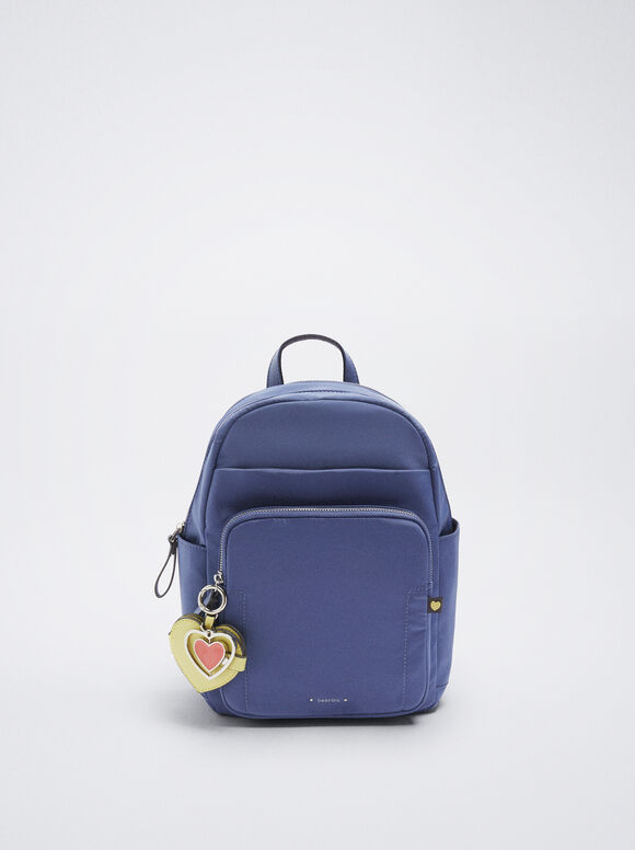 Mochila de nylon com coração - Azul