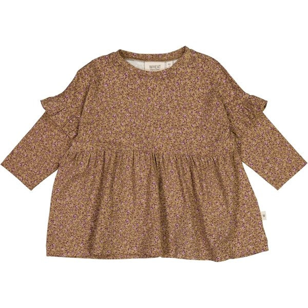 Hazel Flowers Lilja Jersey Kjole - Wheat