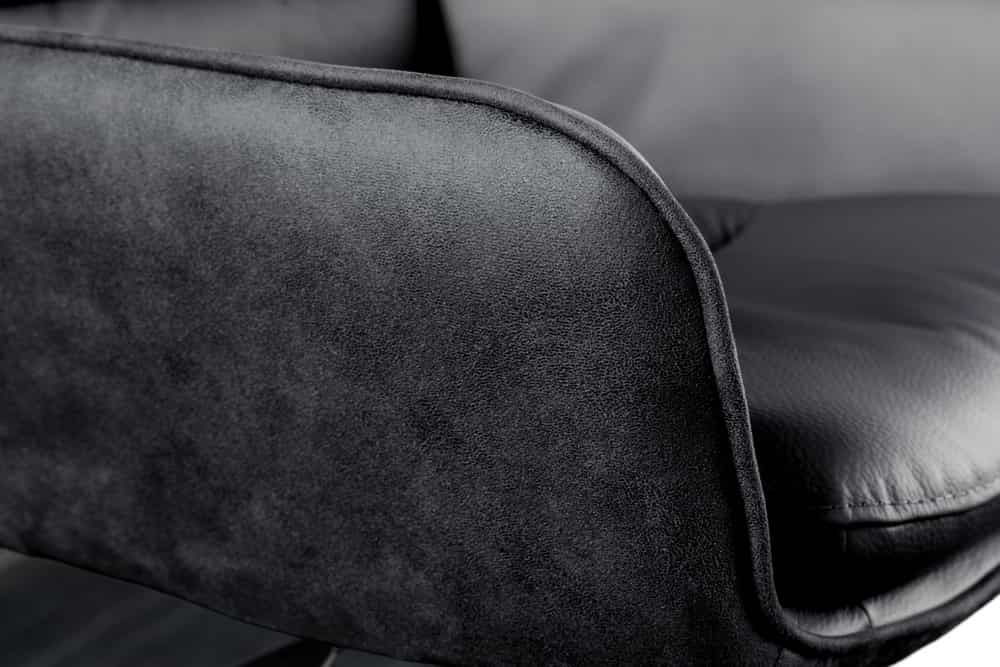 Drehbarer Design Barhocker BIG GEORGE schwarz anthrazit Echtleder höhenverstellbar mit Armlehnen