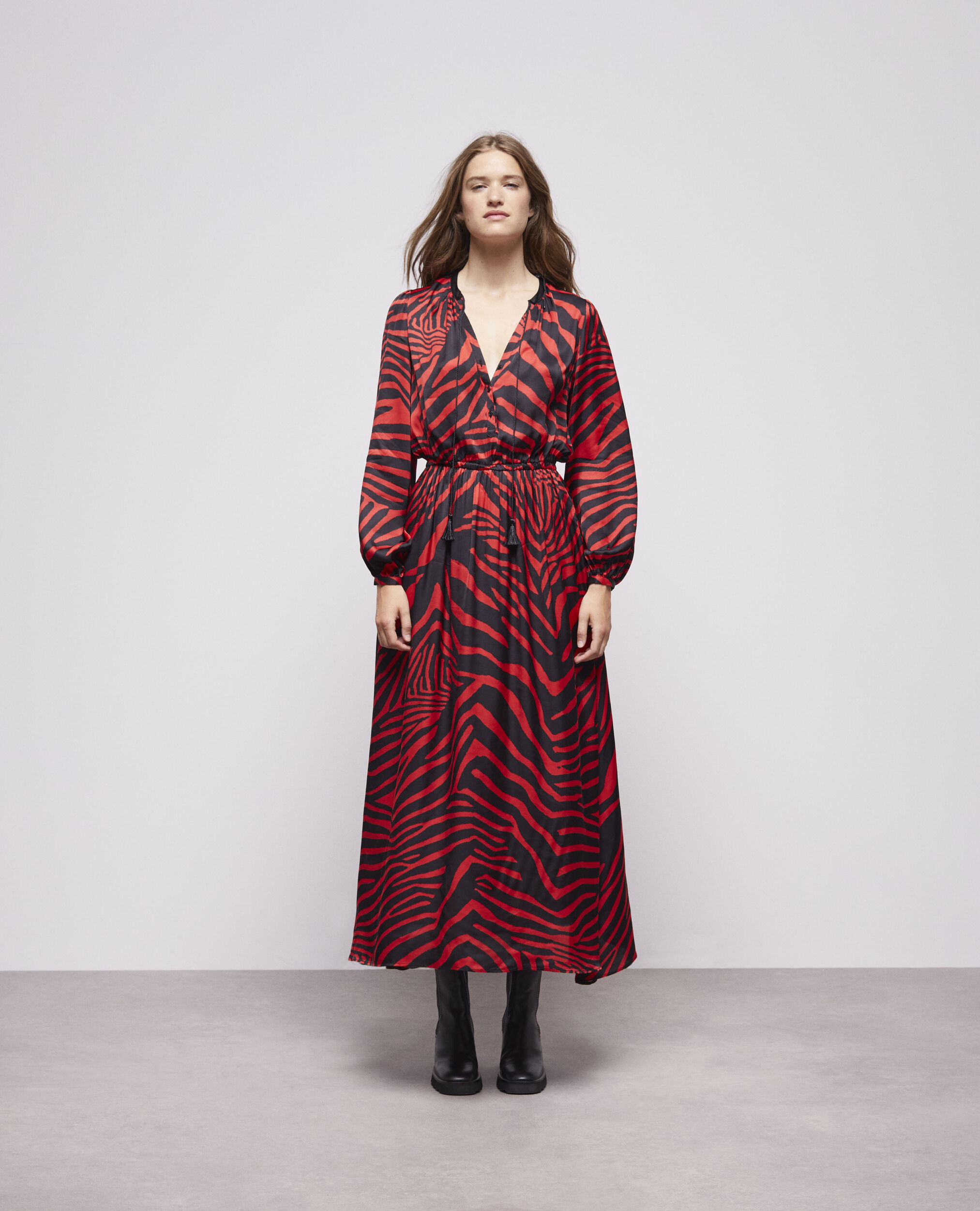 Robe longue imprimée rouge