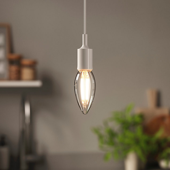 Ampoule LED à filament flamme transparent E14 470lm 3.4W = 40W Ø3.5cm Diall blanc chaud